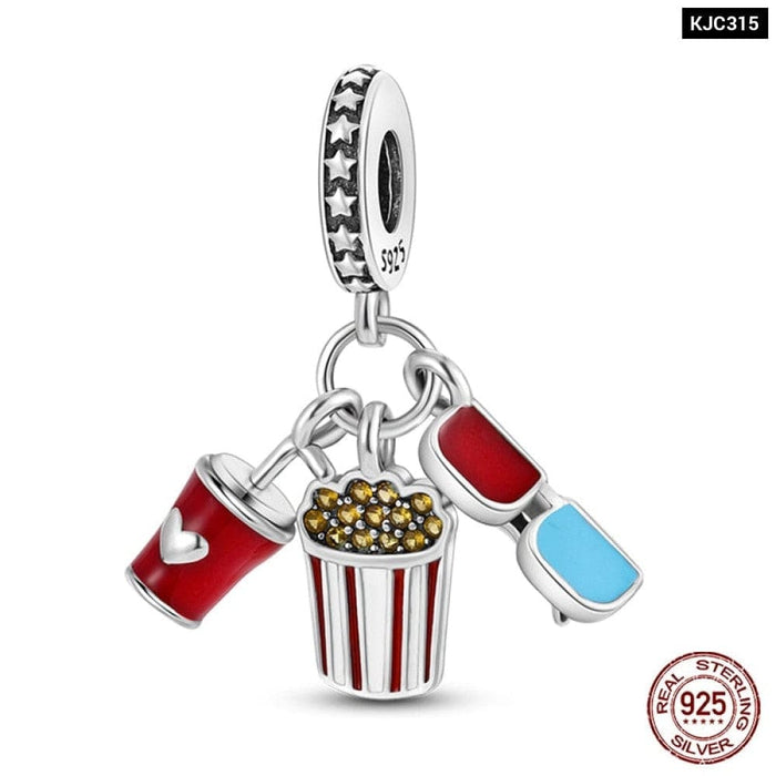 Charms Fit Pandora 925 Original Bracelet Red Series Motorcycle Luggage Silver Charms Beads For Women Lucky Jewelry