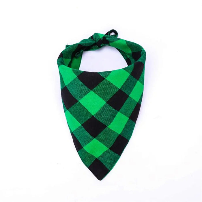 Classic Christmas Cotton Plaid Bandana Scarfbib For Small