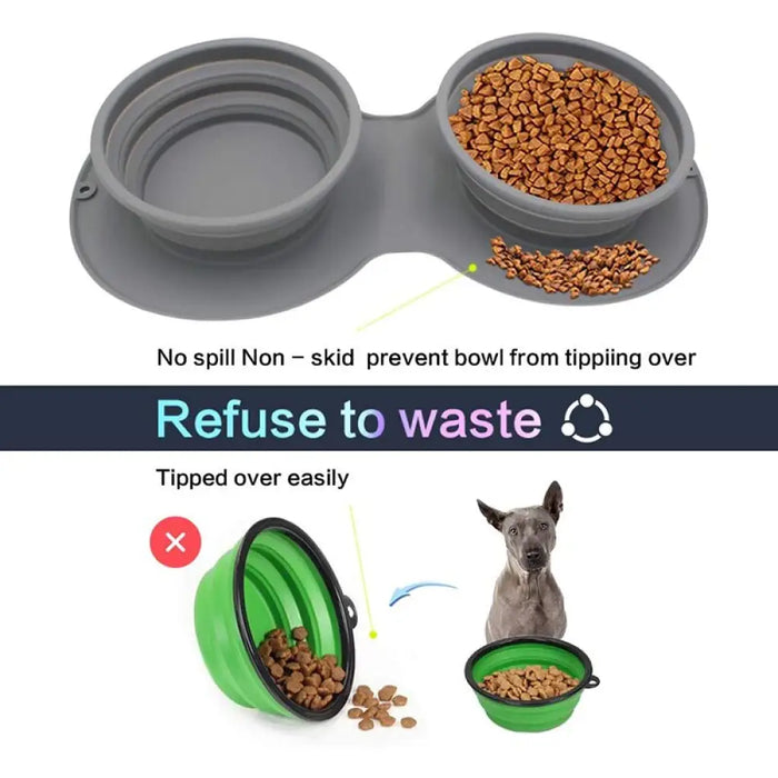 Collapsible Silicone Portable Water Food Pet Feeder Bowl