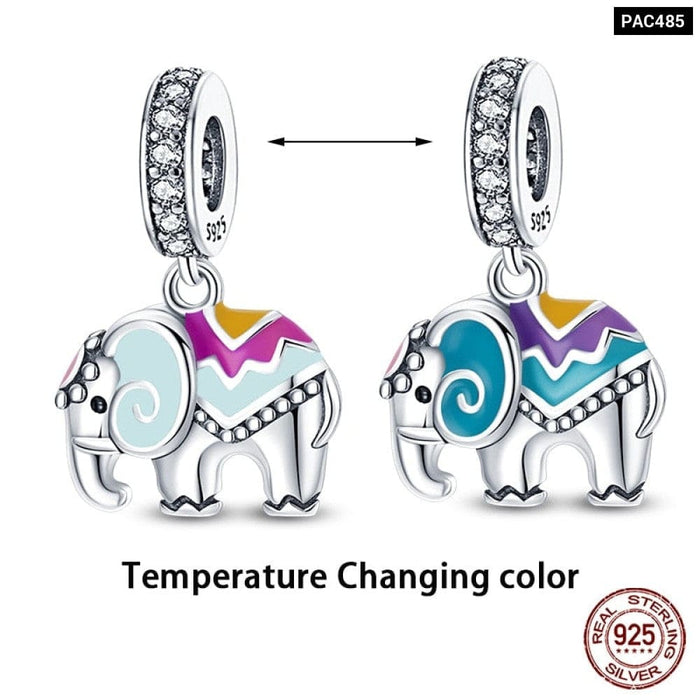 Colour Changes with Temperature Chameleon Ladybug Silver Charms Beads Fit Pandora 925 Original Bracelets Fine DIY Jewelry