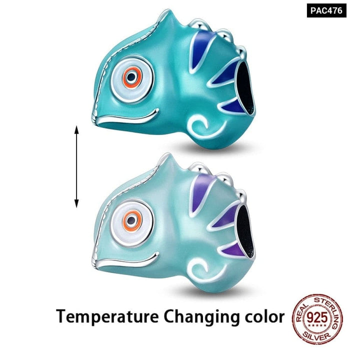 Colour Changes with Temperature Chameleon Ladybug Silver Charms Beads Fit Pandora 925 Original Bracelets Fine DIY Jewelry