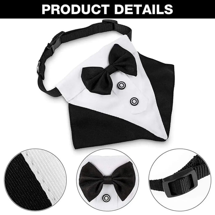 Comfortable Detachable Adjustable Tuxedo Pet Bandana