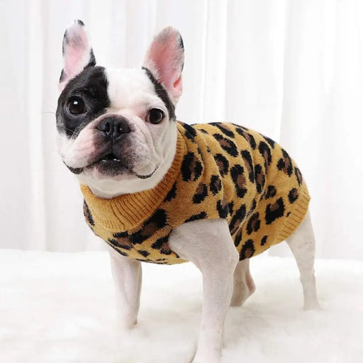 Comfortable Warm Turtleneck Knitwear Leopard Pattern