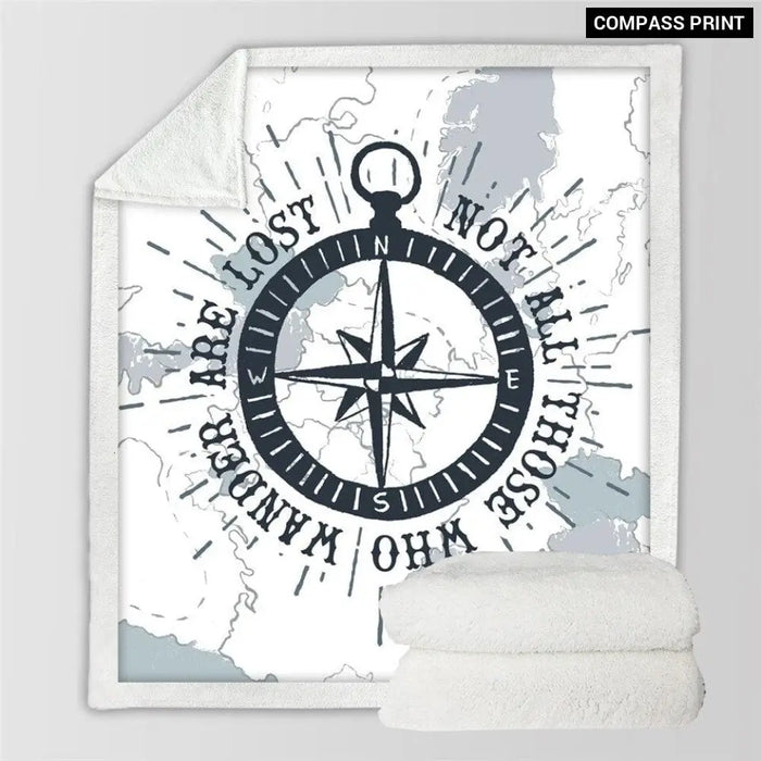 Compass Throw Blanket Nautical Map Cool Bedspread World