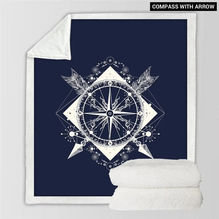 Compass Throw Blanket Nautical Map Cool Bedspread World