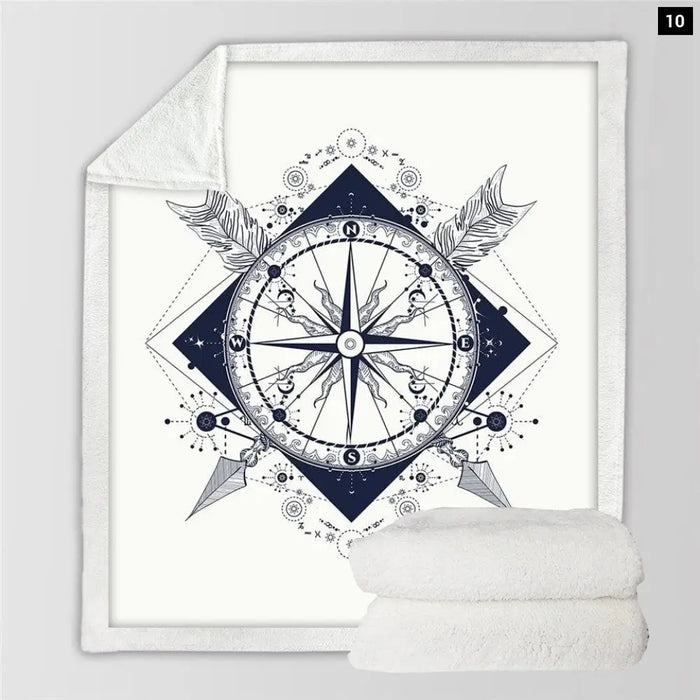 Compass Throw Blanket Nautical Map Cool Bedspread World