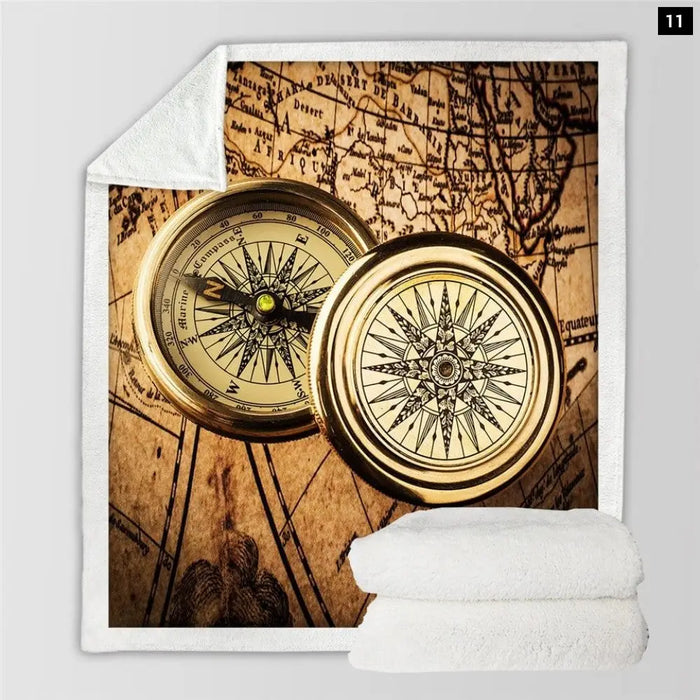 Compass Throw Blanket Nautical Map Cool Bedspread World