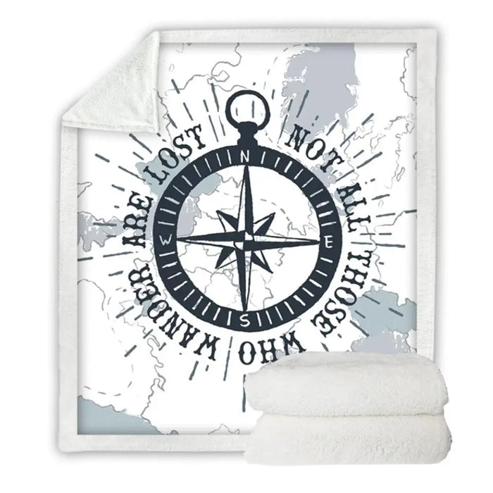 Compass Throw Blanket Nautical Map Cool Bedspread World