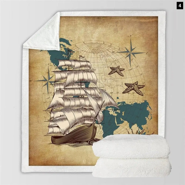 Compass Throw Blanket Nautical Map Cool Bedspread World