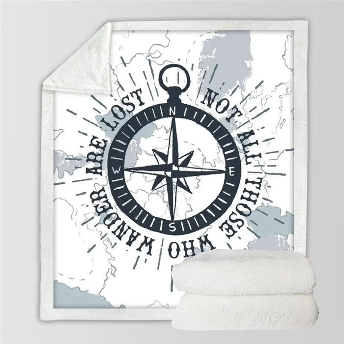 Compass Throw Blanket Nautical Map Cool Bedspread World