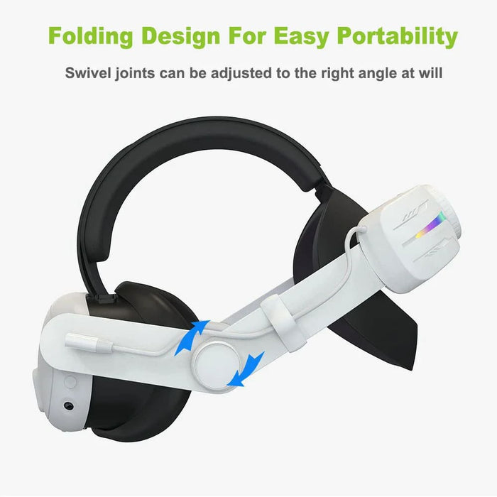 Compatible For Quest 3 With 8000Mah Battery Pack Extended Gaming Time Rgb Light Vr Head Strap