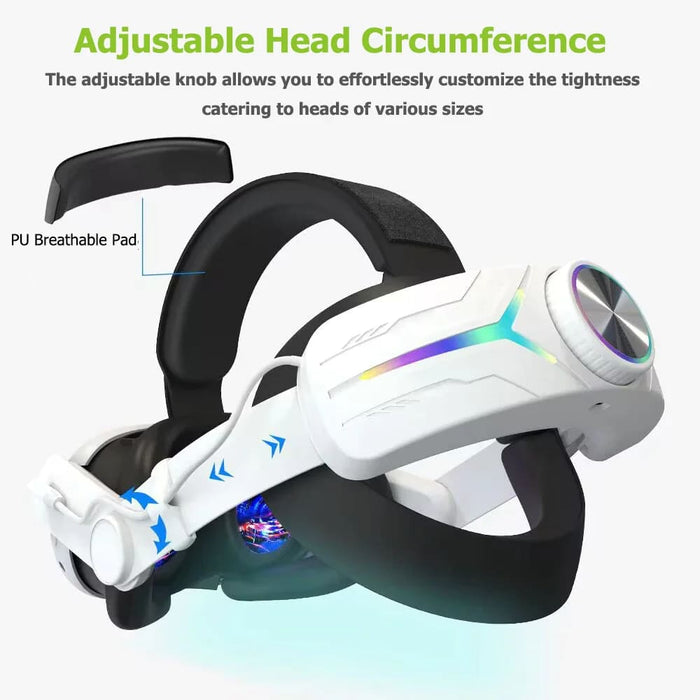 Compatible For Quest 3 With 8000Mah Battery Pack Extended Gaming Time Rgb Light Vr Head Strap