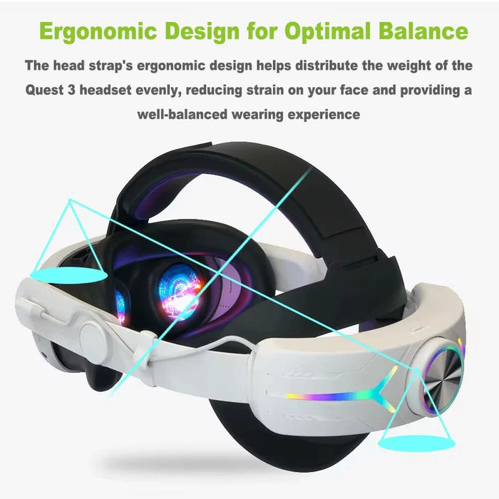 Compatible For Quest 3 With 8000Mah Battery Pack Extended Gaming Time Rgb Light Vr Head Strap