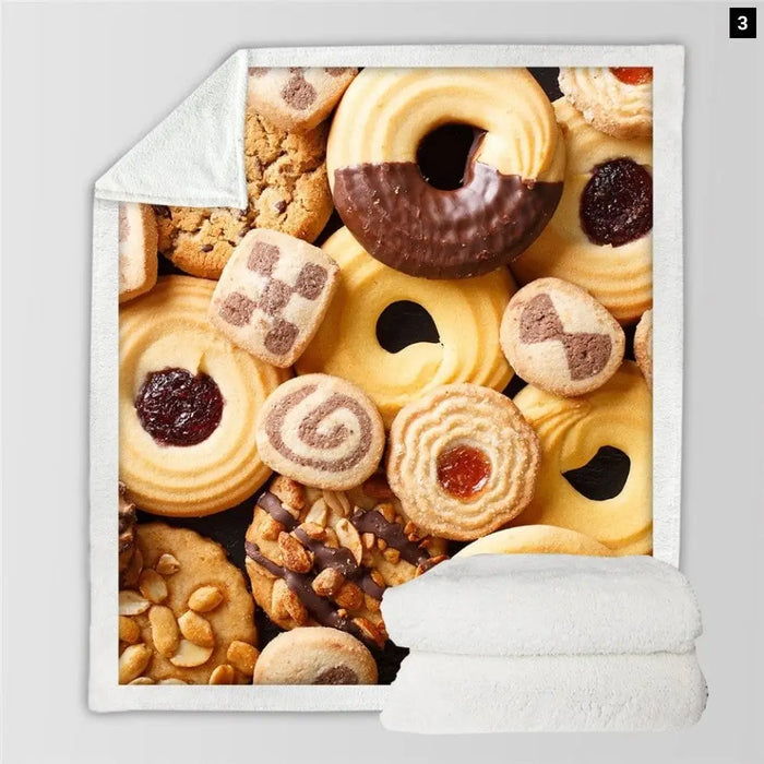 Cookies Sherpa Throw Blanket Biscuit For Bed Food Funny