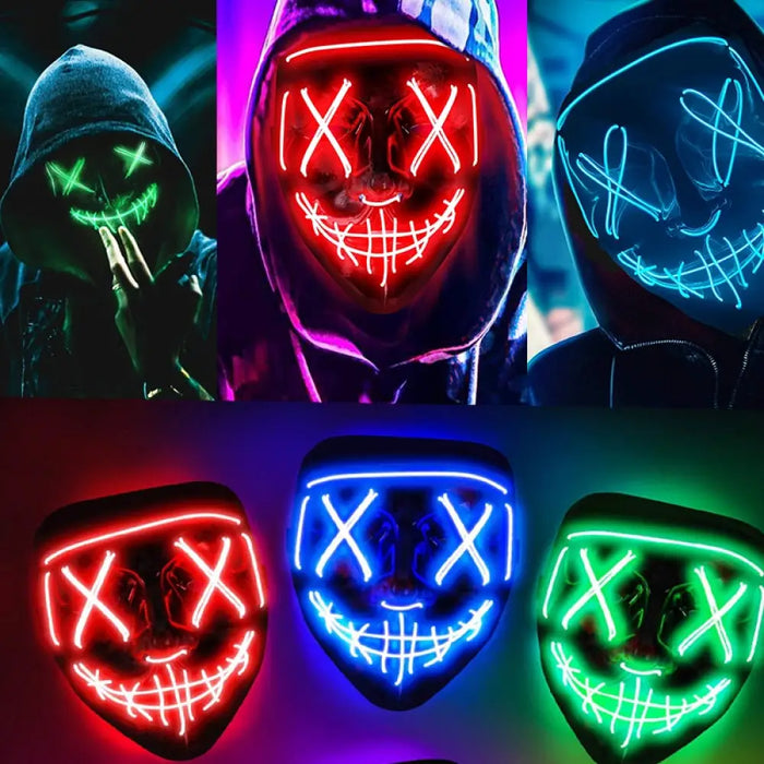 Cosplay Halloween Purge Mask Glowing Neon Led Masque