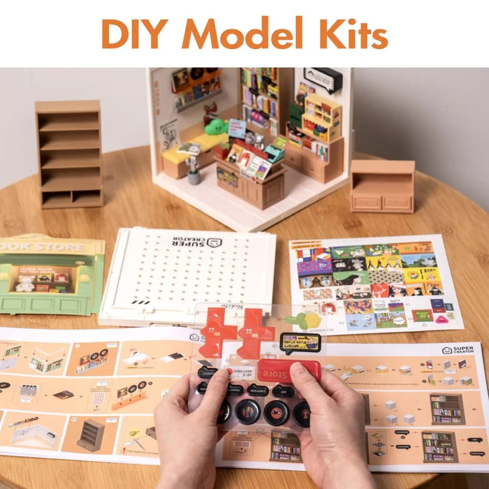 Creator Diy Miniature Kit Bookstore Experience The Fascinating World Of Making 3D Puzzle For Kids Toys