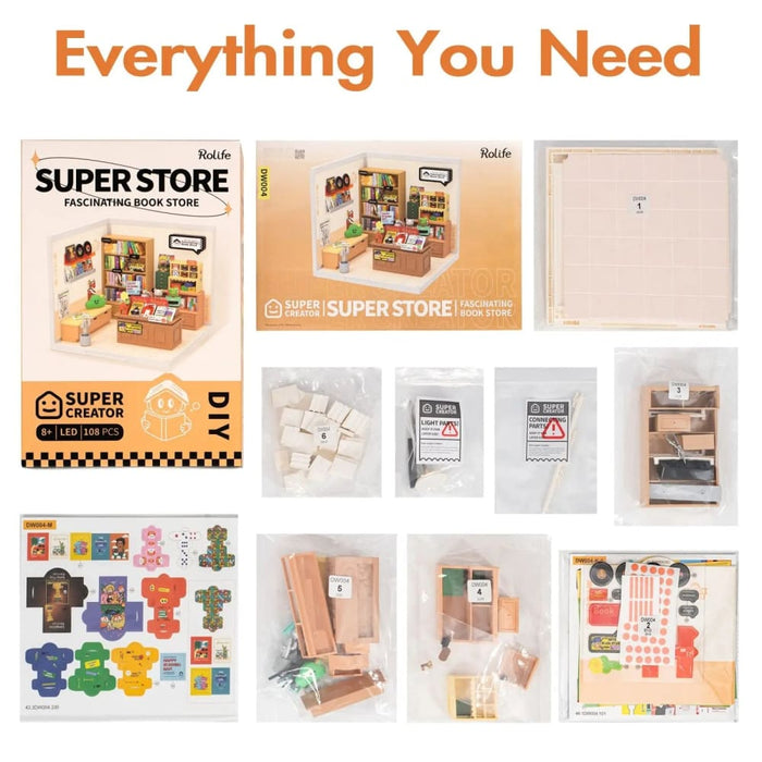 Creator Diy Miniature Kit Bookstore Experience The Fascinating World Of Making 3D Puzzle For Kids Toys