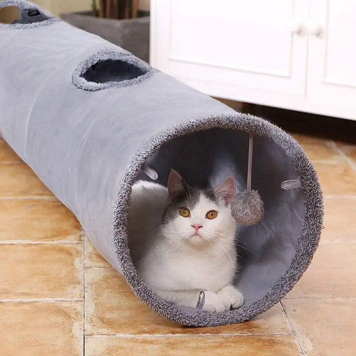 Crinkle Durable Cat Tunnel Hideaway With Ball Peek Hole