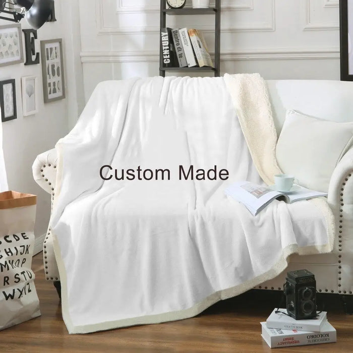 Custom Made Throw Blanket Print On Demand Sherpa For Bed