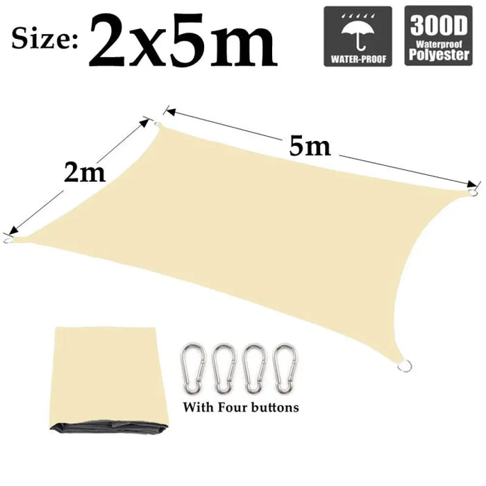 Customizable Beige Waterproof Sunshade Sail Garden Awning