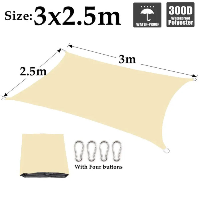 Customizable Beige Waterproof Sunshade Sail Garden Awning