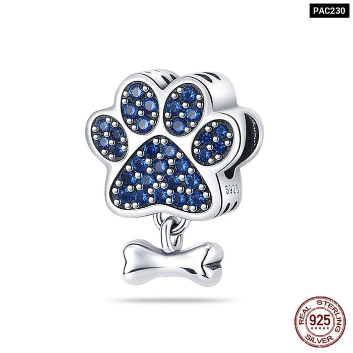 Cute Heart Pet Paw Charms Fit Pandora 925 Original Bracelets 925 Silver Balloon Charms Beads For Jewelrys