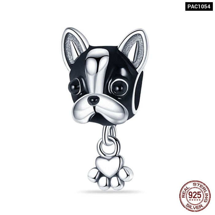 Cute Heart Pet Paw Charms Fit Pandora 925 Original Bracelets 925 Silver Balloon Charms Beads For Jewelrys