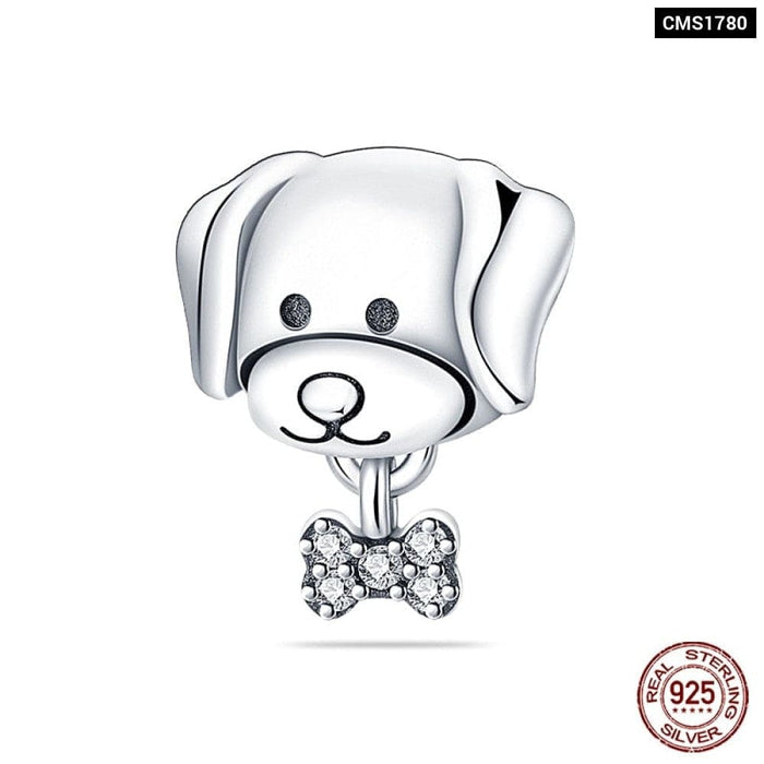 Cute Heart Pet Paw Charms Fit Pandora 925 Original Bracelets 925 Silver Balloon Charms Beads For Jewelrys