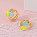 Cute Love Heart Hoop Earrings Chic Gold Colour Three Leaf