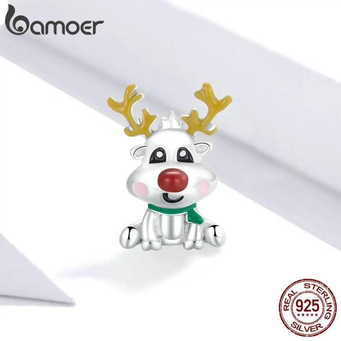 Cute Reindeer Metal Beads For Women 925 Sterling Plated