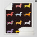 Dachshund Sherpa Fleece Blanket Cartoon Colorful Plush Throw