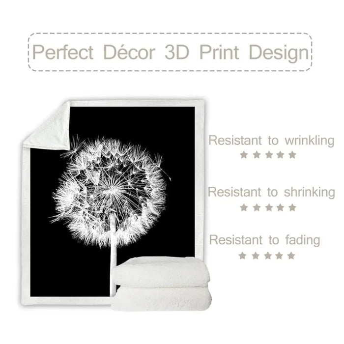 Dandelion Throw Blanket Flower Plush Bedspread 3d Print