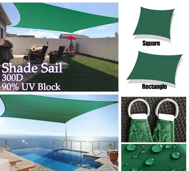 Darkgreen 420D Waterproof Shade Sail Square Rectangle Sunshade Garden Terrace Canopy Swimming Sunshade Awning