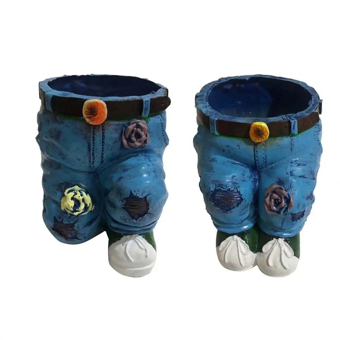 Vibe Geeks Denim Jeans Resin Outdoor Garden Flower Pot