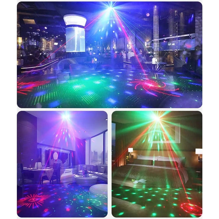 DJ Disco Party Dual Red Green Patterns Laser Light Projector LED Magic Ball RGBW Strobe Xmas Holiday Wedding Stage Effect