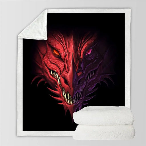 Red Dragon Bed Blanket Head Of Angry Throw 3d Plush
