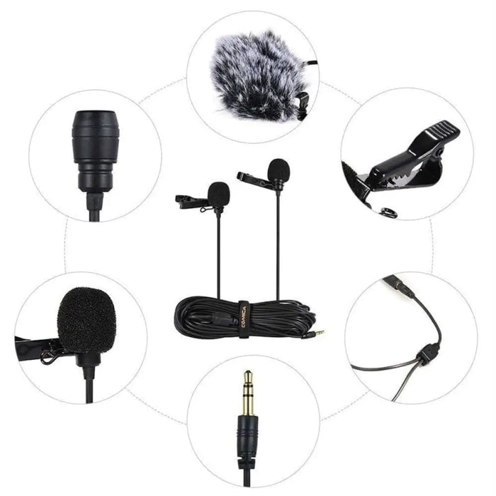 Cvm-d02 Dual Lavalier Lapel Microphone Clip-on Interview