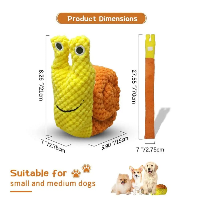 Durable Food Dispensing Squeaky Snail Snuffle Puzzle Treat