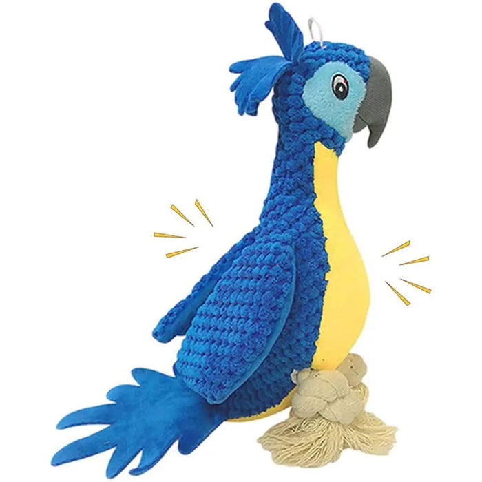 Durable Squeaky Teeth Cleaning Stuffed Embroidery Parrot