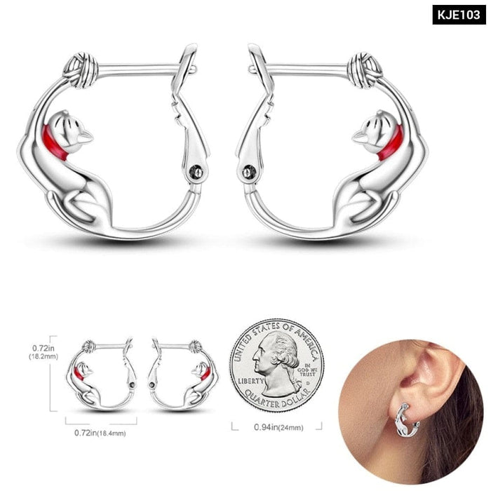 Earrings For Women 925 Sterling Silver Original Charm Double Hoop Earrings Pave CZ Fine Anniversary Jewelry