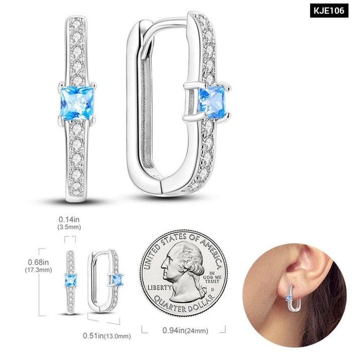 Earrings For Women 925 Sterling Silver Original Charm Double Hoop Earrings Pave CZ Fine Anniversary Jewelry