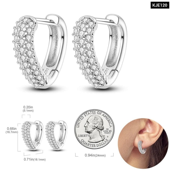 Earrings For Women 925 Sterling Silver Original Charm Double Hoop Earrings Pave CZ Fine Anniversary Jewelry