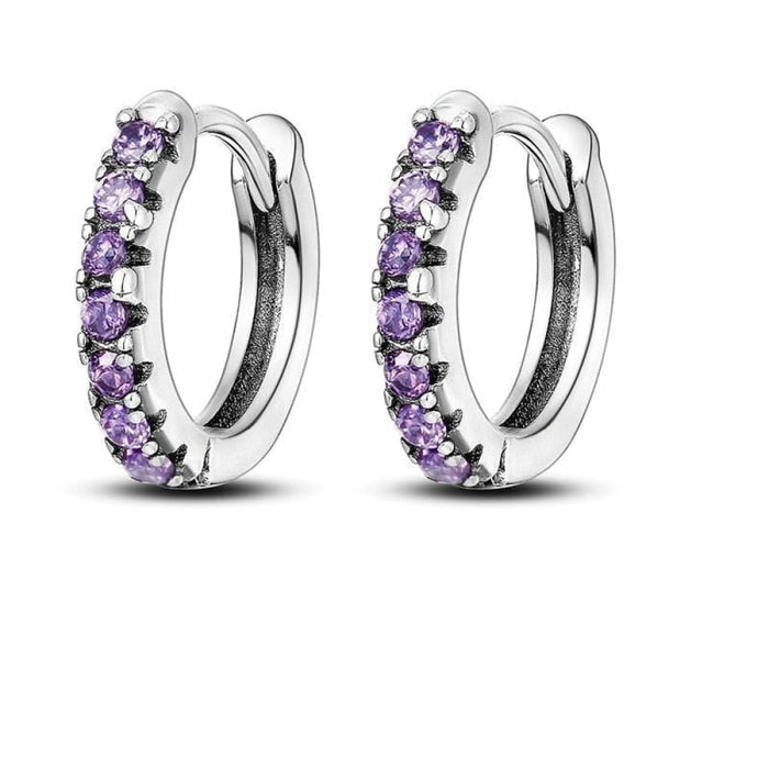 Earrings For Women 925 Sterling Silver Original Charm Double Hoop Earrings Pave CZ Fine Anniversary Jewelry