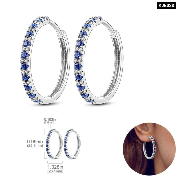 Earrings For Women 925 Sterling Silver Original Charm Double Hoop Earrings Pave CZ Fine Anniversary Jewelry