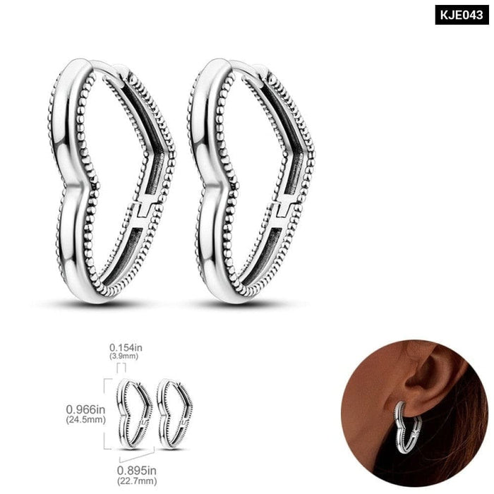 Earrings For Women 925 Sterling Silver Original Charm Double Hoop Earrings Pave CZ Fine Anniversary Jewelry