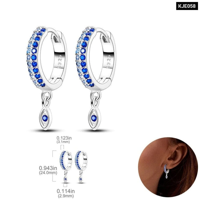 Earrings For Women 925 Sterling Silver Original Charm Double Hoop Earrings Pave CZ Fine Anniversary Jewelry