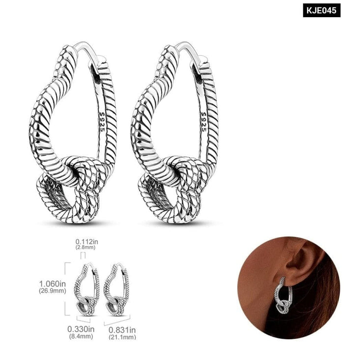 Earrings For Women 925 Sterling Silver Original Charm Double Hoop Earrings Pave CZ Fine Anniversary Jewelry