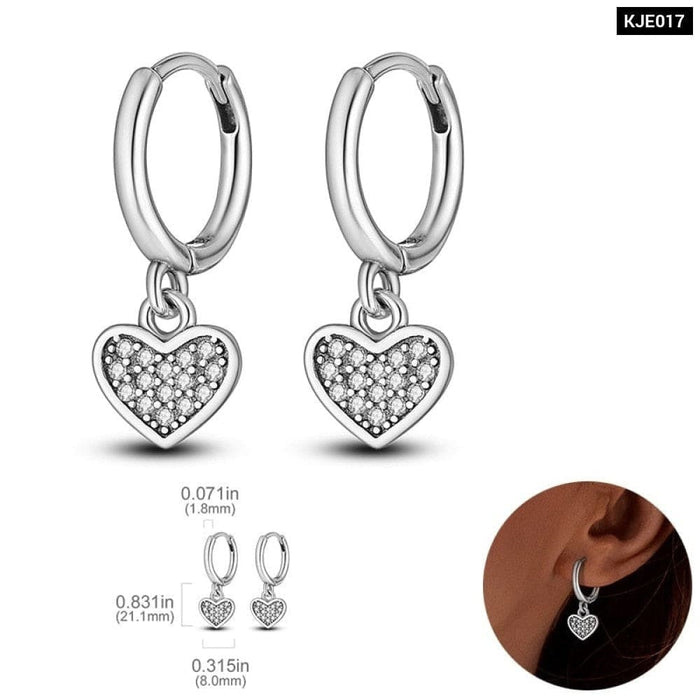 Earrings For Women 925 Sterling Silver Original Charm Double Hoop Earrings Pave CZ Fine Anniversary Jewelry