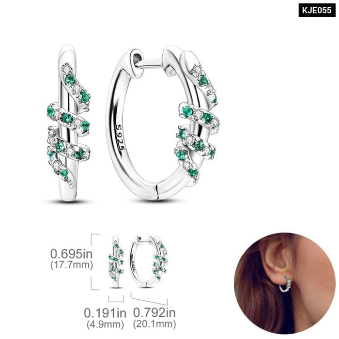 Earrings For Women 925 Sterling Silver Original Charm Double Hoop Earrings Pave CZ Fine Anniversary Jewelry