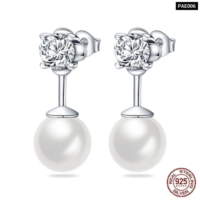 Earrings For Women Silver 925 Fashion Shell Pearl Cubic